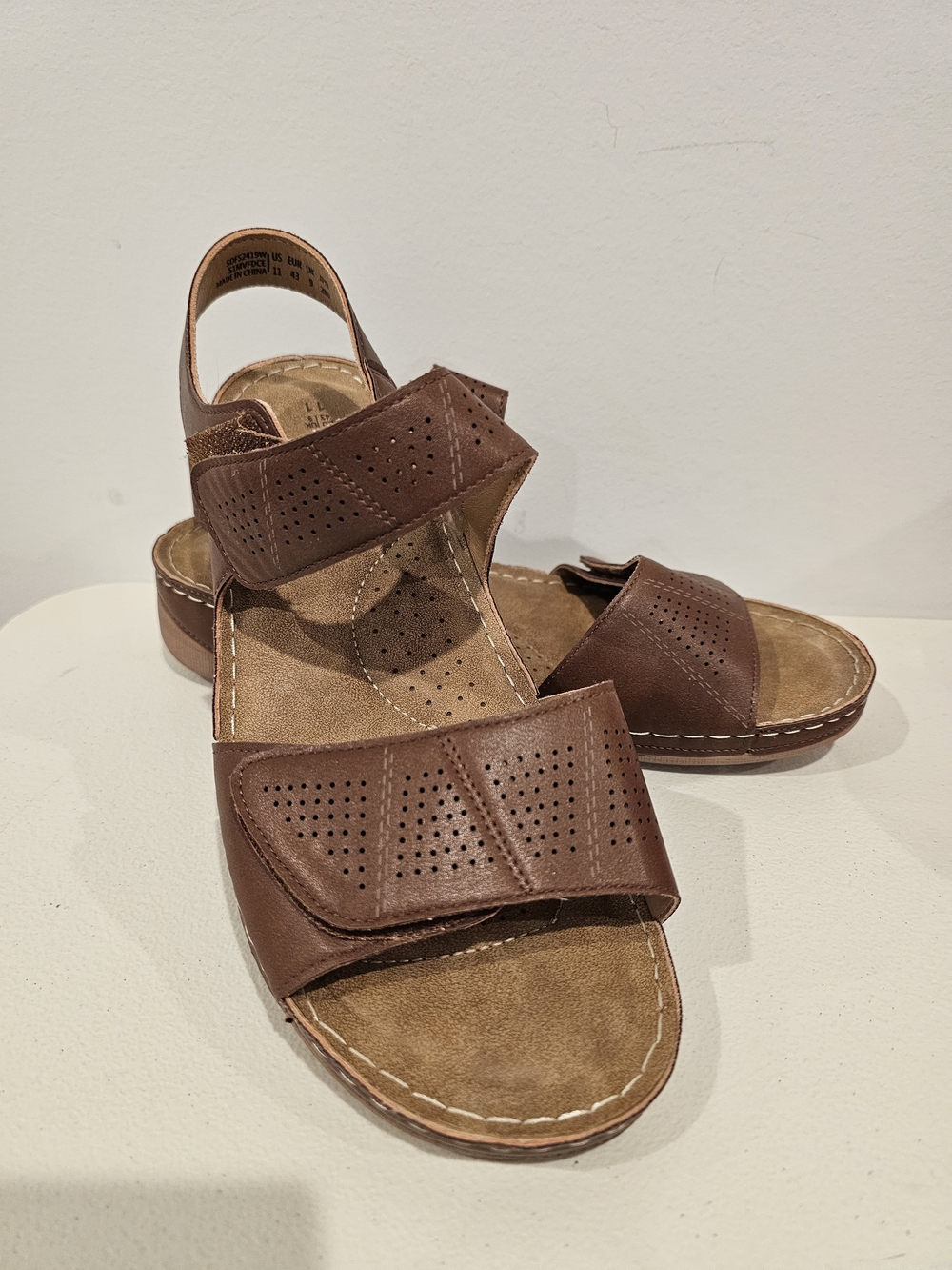 Dream Pairs Brown Perforated Leather Women's Sandals